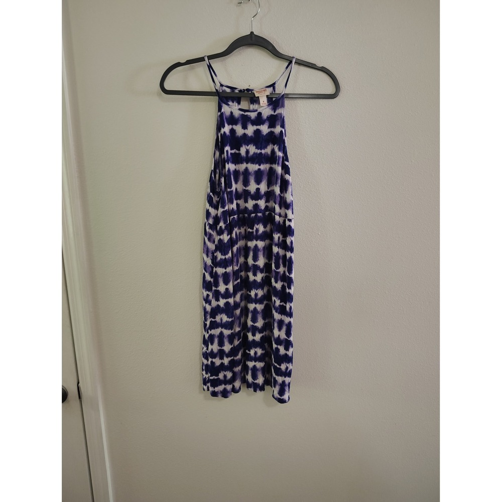 Mossimo Supply Co Purple Tie Dye Ikat Halter Mini Dress Size M Summer Flowy